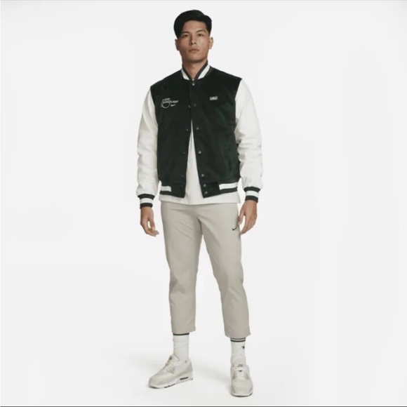Nike Sport & Sanctuary Green/White Corduroy Bomber Jacket FB9972-397 Men’s - Picture 3 of 5